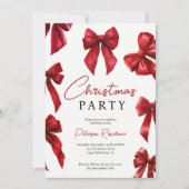 レッドコケエレガントットがクリスマスパーティーを弓 招待状 (正面)