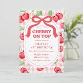 レッドコケッテ ボウ チェリー オン トップ バースデー パーティー 招待状 (スタンド正面)
