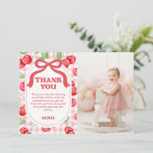 レッドコケッテ ボウ チェリー バースデー フォト サンキューカード (スタンド正面)