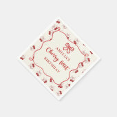 レッドコケットさくらんぼ最初の誕生日ペーパーナプキン スタンダードカクテルナプキン (角)