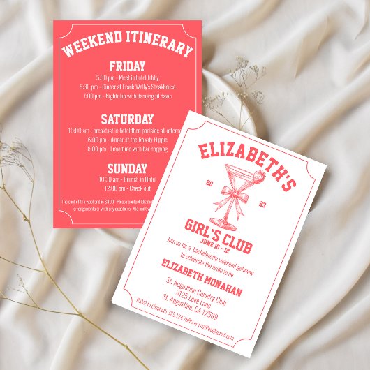 レッドコケットカントリークラブバチェロレッテウィークエンド 招待状