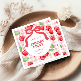 レッドコケットボウさくらんぼファーストバースデーパーティー スタンダードカクテルナプキン