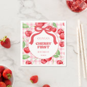 レッドコケットボウさくらんぼファーストバースデーパーティー スタンダードカクテルナプキン (インサイチュ)