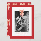 レッドコケットボウホリデーフォトカード 招待状 (正面/裏面)