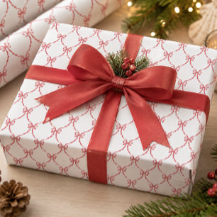レッドコケットメリークリスマスリボン ラッピングペーパー