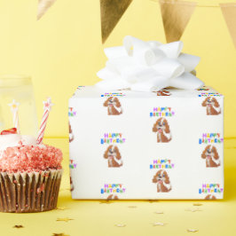 レッドコッカースパニエル犬誕生日 ラッピングペーパー