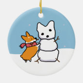 レッドコルギ雪だるまオーナメント | CorgiThings セラミックオーナメント (裏面)