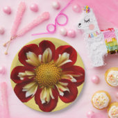 レッドコレットダリアオンイエローフローラ ペーパープレート (パーティー)