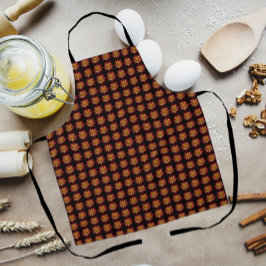 レッドコレットダリアフローラルパターンオンブラック エプロン