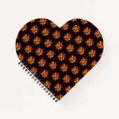 レッドコレットダリアフローラルパターンオンブラック ノートブック (正面)