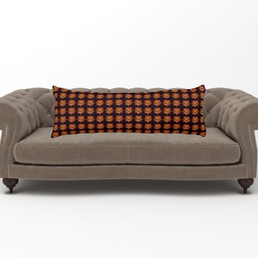 レッドコレットダリアフローラルパターンオンブラック ボディピロー