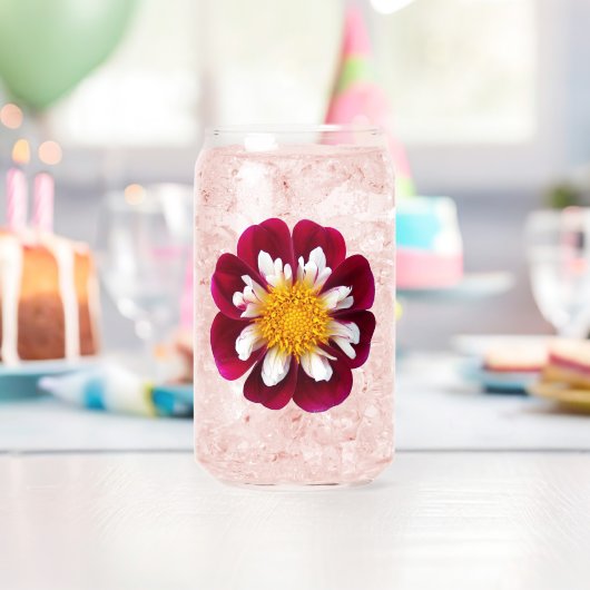 レッドコレットダリア開花 ガラス缶 (インサイチュ (バースデー))