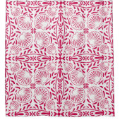 レッドコースタルシーシェルコーラルモダンビーチハウス シャワーカーテン (正面)