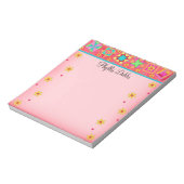 レッドコーラルパッチワークキルトブロックアート ノートパッド (回転)