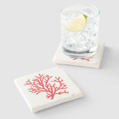 レッドコーラルマーブルストーンコースター ストーンコースター (横)