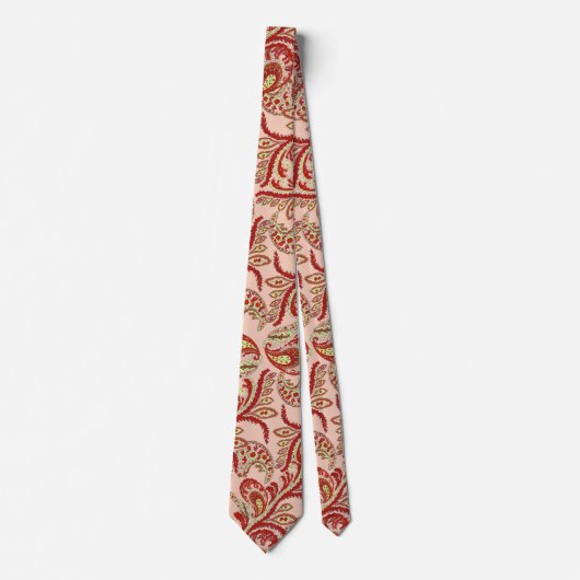 レッドコーラルライムペイズリー結婚ズタイ ネクタイ (正面)