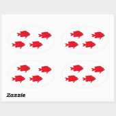 レッドコーラルリーフフィッシュ 楕円形シール (シート)