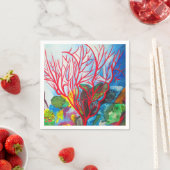 レッドコーラルリーフ海アート スタンダードカクテルナプキン (インサイチュ)