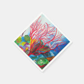レッドコーラルリーフ海アート スタンダードカクテルナプキン (角)