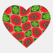 レッドコーンポピーの模様 ハートシール (正面)