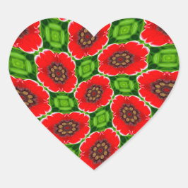 レッドコーンポピーの模様 ハートシール