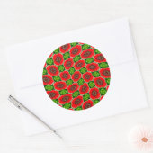 レッドコーンポピーの模様 ラウンドシール (封筒)