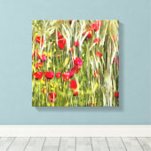 レッドコーンポピー現実美術 キャンバスプリント (インサイチュ (ウッドフロア))