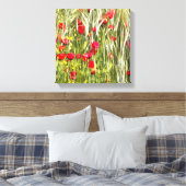 レッドコーンポピー現実美術 キャンバスプリント (インサイチュ (寝室))