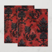 レッドゴシックグランジフローラスクラップブック紙 (正面/裏面)