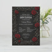 レッドゴシックハロウィンフローラル quinceanera 招待状 (スタンド正面)
