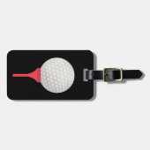 レッドゴルフティーとボールオンブラック ラゲッジタグ (正面横)