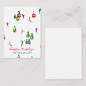 レッドゴンドラパーソナライズされたスキーホリデーイラストレーション ノートカード (正面/裏面)