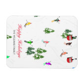 レッドゴンドラパーソナライズされたスキーホリデーイラストレーション マグネット (横)