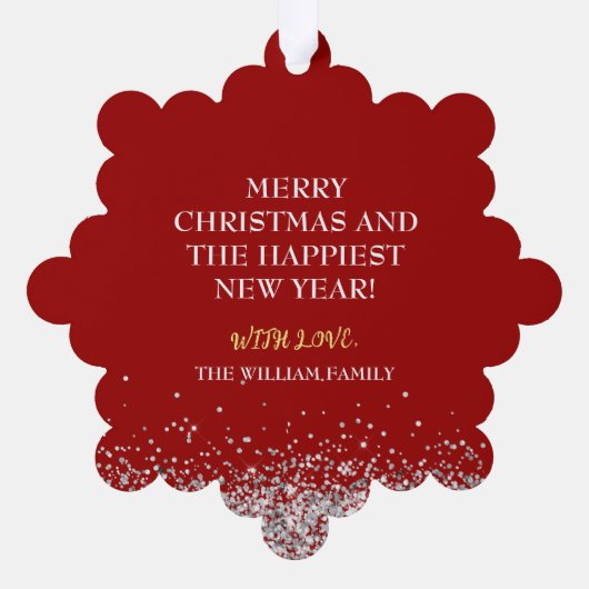 レッドゴージャスなエメラルドメリークリスマスアクリル阿波 オーナメントカード (裏面)