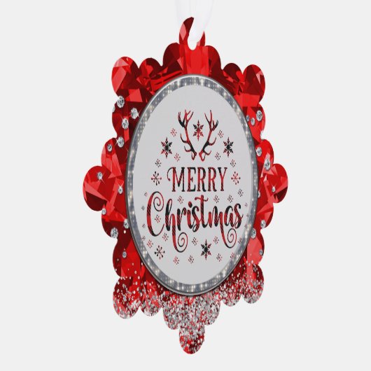 レッドゴージャスなエメラルドメリークリスマスアクリル阿波 オーナメントカード (右)