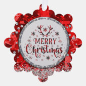 レッドゴージャスなエメラルドメリークリスマスアクリル阿波 オーナメントカード (正面)