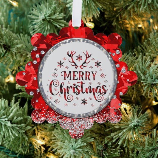 レッドゴージャスなエメラルドメリークリスマスアクリル阿波 オーナメントカード (インサイチュ (木))