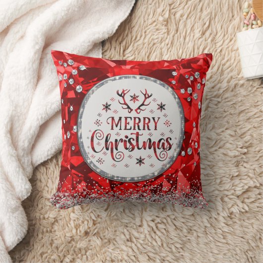 レッドゴージャスなエメラルドメリークリスマス クッション (ブランケット)