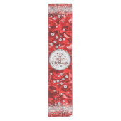 レッドゴージャスなエメラルドメリークリスマス ショートテーブルランナー (正面)