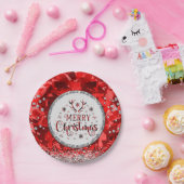 レッドゴージャスなエメラルドメリークリスマス ペーパープレート (パーティー)