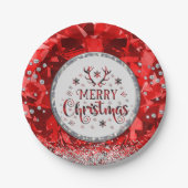 レッドゴージャスなエメラルドメリークリスマス ペーパープレート (正面)