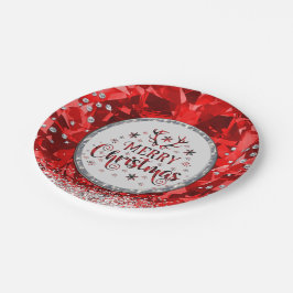 レッドゴージャスなエメラルドメリークリスマス ペーパープレート