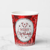 レッドゴージャスなエメラルドメリークリスマス 紙コップ (正面)