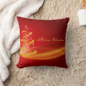 レッドゴールデンきらめくクリスマスツリー クッション (ブランケット)