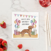 レッドゴールデンレトリエバーカラフルパステル誕生日 スタンダードカクテルナプキン (インサイチュ)