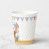 レッドゴールデンレトリエバーカラフルパステル誕生日 紙コップ (左)