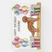 レッドゴールデンレトリエバードッグパカラフルステル誕生日 横断幕 (縦)