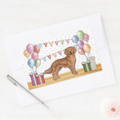 レッドゴールデンレトリエバードッグパカラフルステル誕生日 長方形シール (封筒)