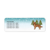 レッドゴールデンレトリエバードッグブルーウィンタークリスマス ラベル (正面)