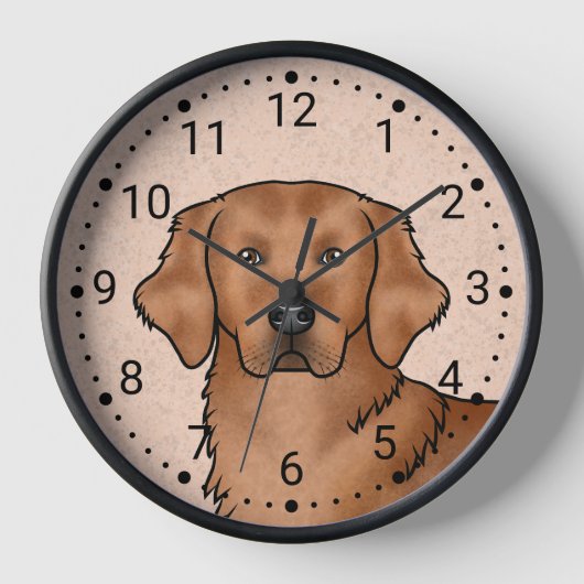 レッドゴールデンレトリエバーマンガードッグヘッドポートレート 壁時計 (正面)
